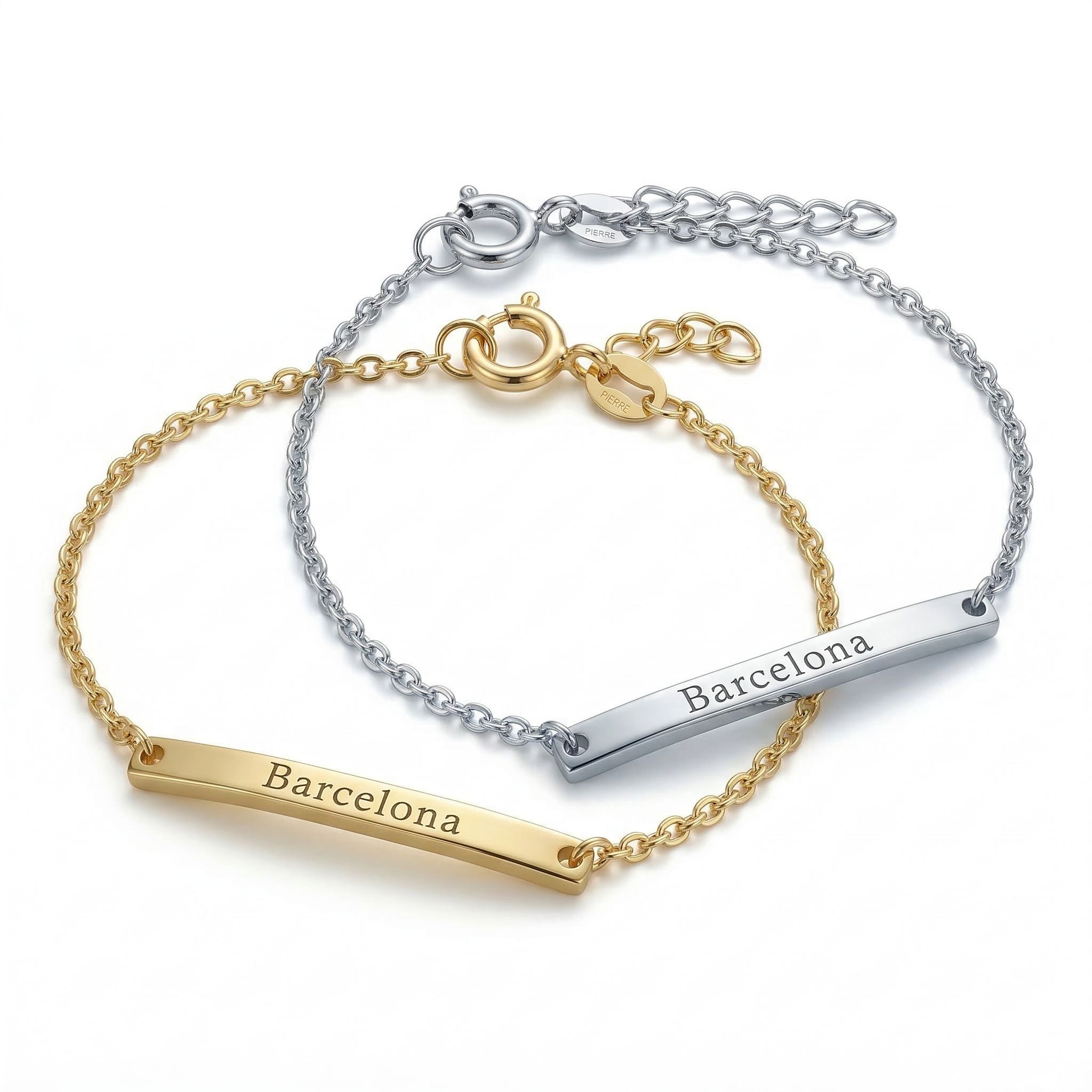 One Moment Duo — Engraved Bar Bracelet