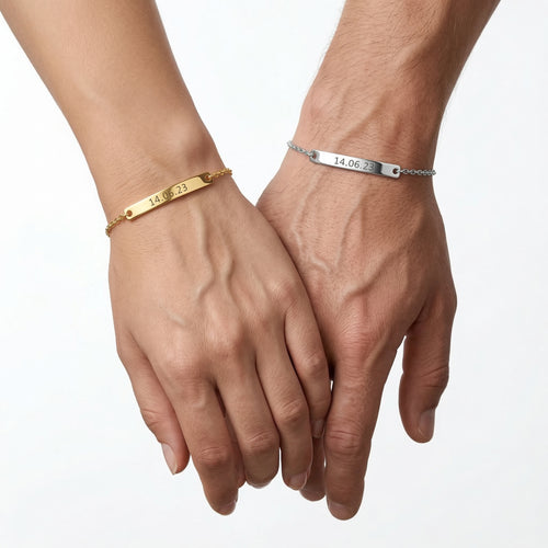 One Moment Duo — Engraved Bar Bracelet