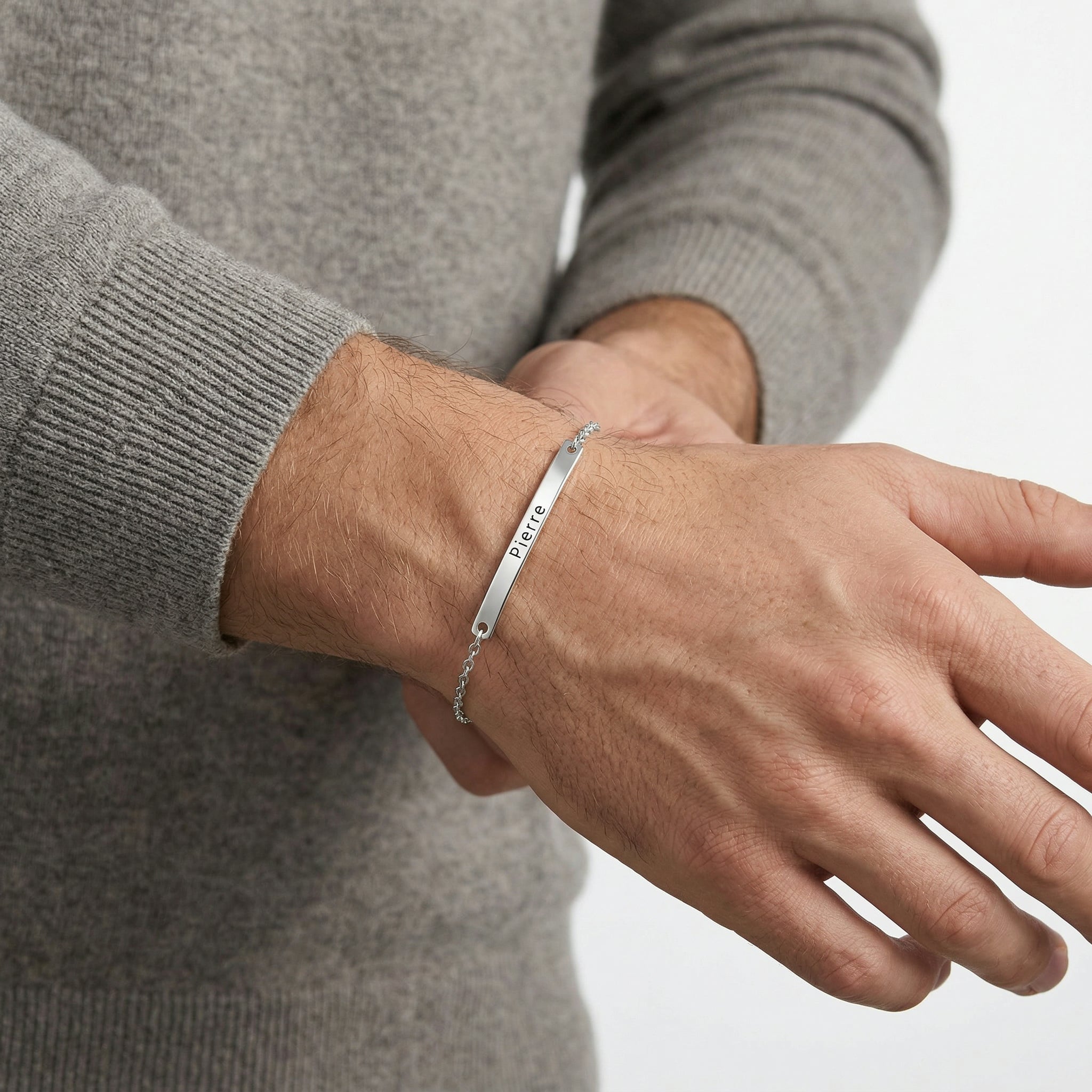 One Moment Duo — Engraved Bar Bracelet